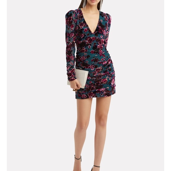 Ronny Kobo Floral Velvet Mini Dress - Picture 2 of 8